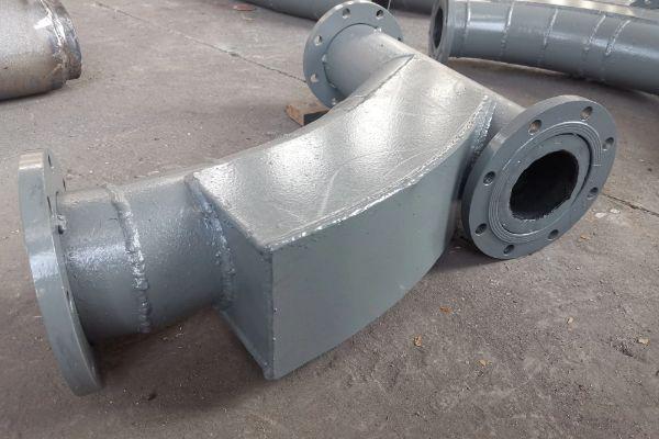 90&deg;雙金屬復合耐磨帶背包彎頭φ180